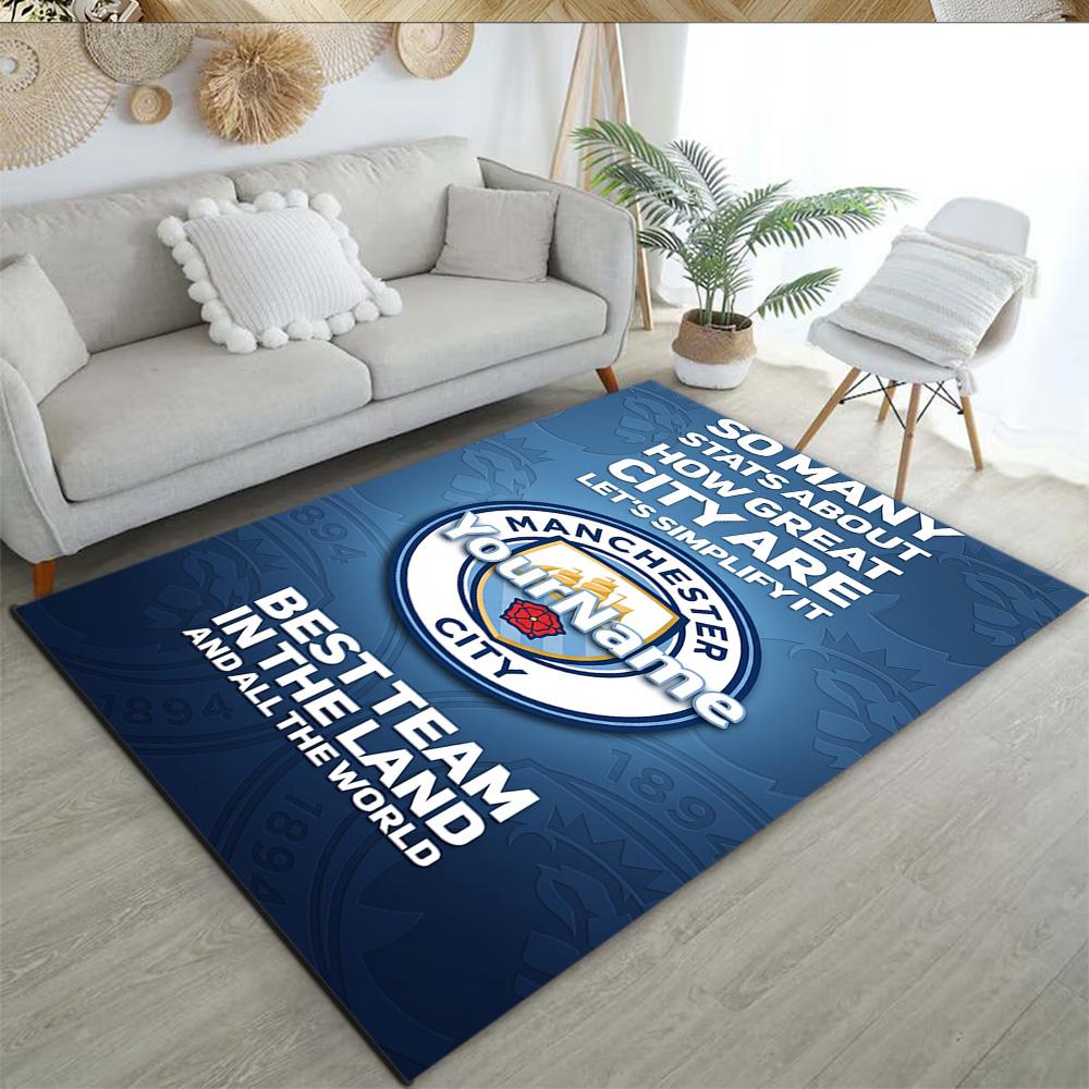Manchester City Customize Your Name Carpet Perfect for Outdoor Kitchen Entryway Foyer Antislip Carpet Anime Office Decor Best for Christmas