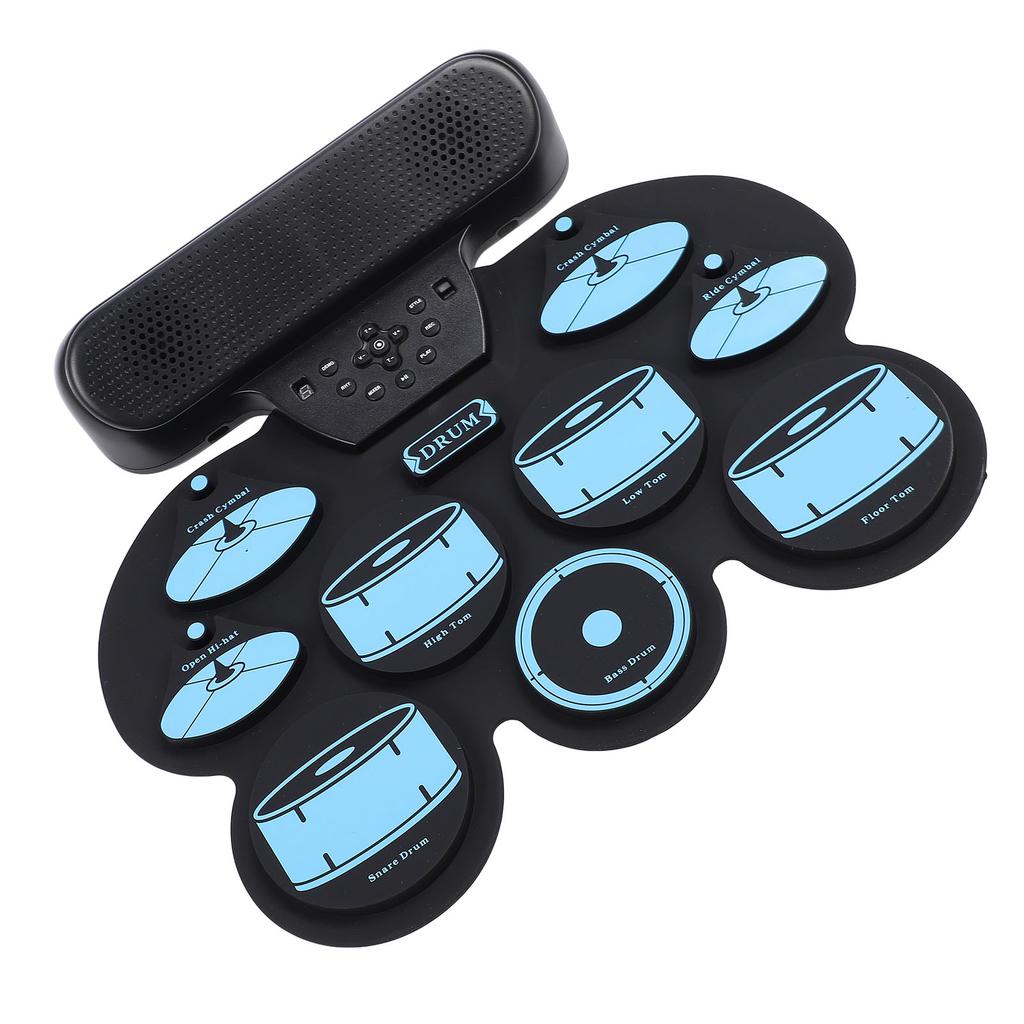 Electronic Drum Pad Hand Rolled Drum Pad Double Speakers Rechargeable Silicone Roll Up Drum Pad