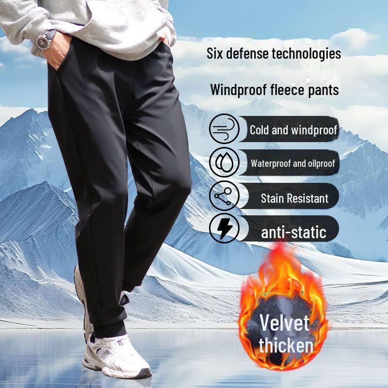 

Мужские зимние ветрозащитные водонепроницаемые рабочие брюки, износостойкие, грязеотталкивающие, плюс бархатные повседневные спортивные брюки L for 90-110 jin