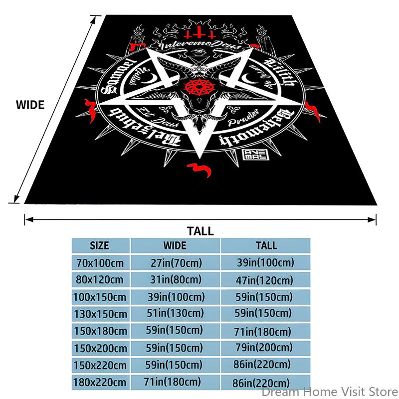 1Pc Sheep Head Satan Printed Flannel Blanket, Soft Casual Warm Blanket, Office Throw Blanket, Outdoor Camping Travel Blanket