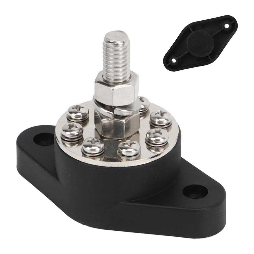 3/8in 180A Power Distribution Block 8+1 Point Bus Bar Junction Post with Transparent Cover