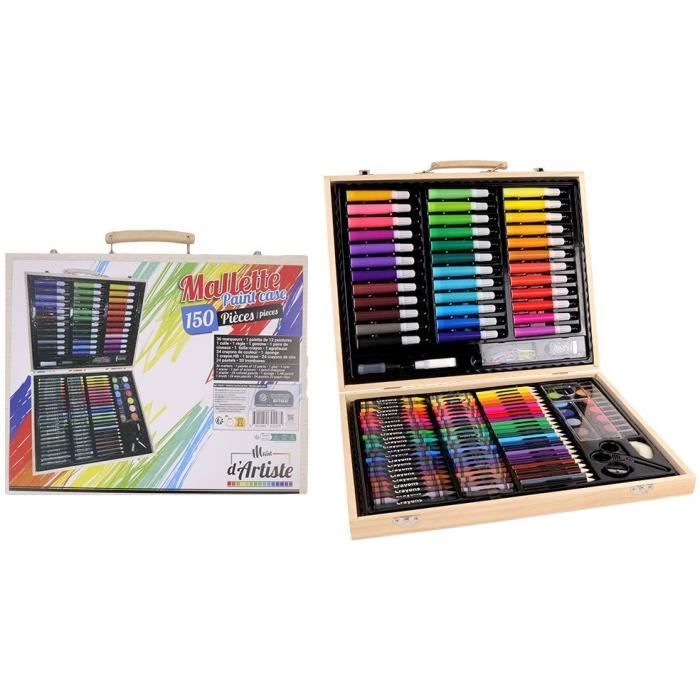 Mallette de dessin - MAIN D'ARTISTE - 150 Pieces - Loisir Créatif - Des 5 ans