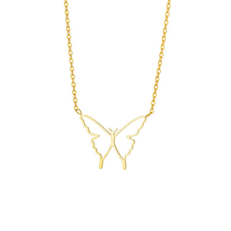 Hollow Butterfly Stainless Steel Necklace, Simple Niche High-end Versatile Pendant