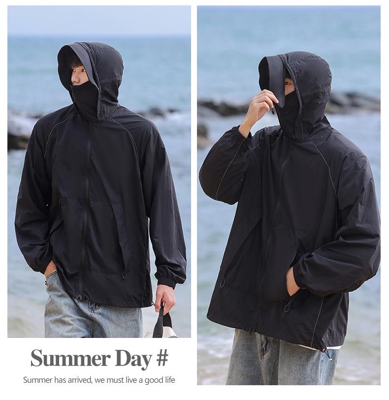 Men's UPF50+ Ice Silk Sun Protection Hoodie: Lightweight & Breathable for Outdoor Fishing