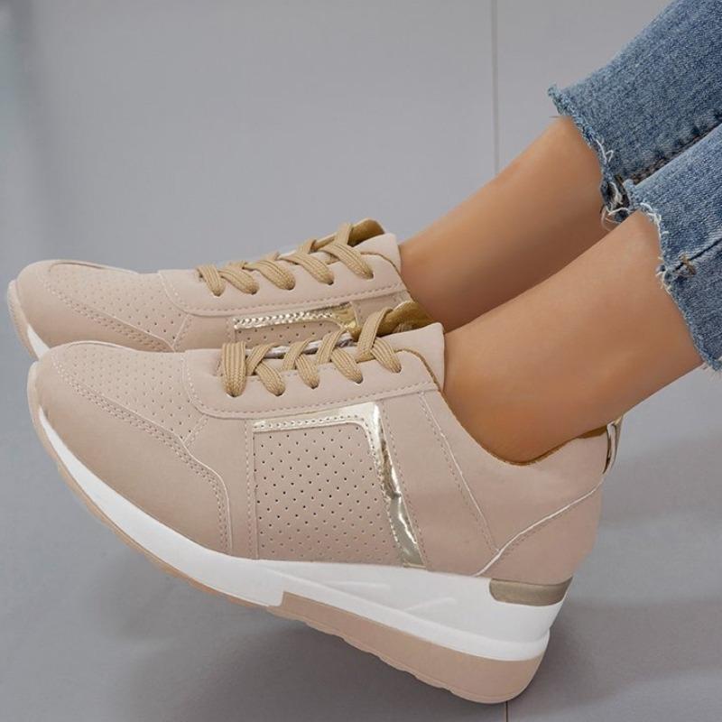 Lässige Damen-Sportschuhe mit dicker Sohle, modische Schnür-Sportschuhe mit dicker Sohle, bequeme, leichte Outdoor-Laufschuhe