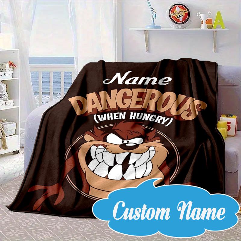 Custom Name Troublemaker Taz Devil Blanket bed sofa Blanket Flannel Blanket for Camping, Hiking, Picnic Essentials,gift for Fan family