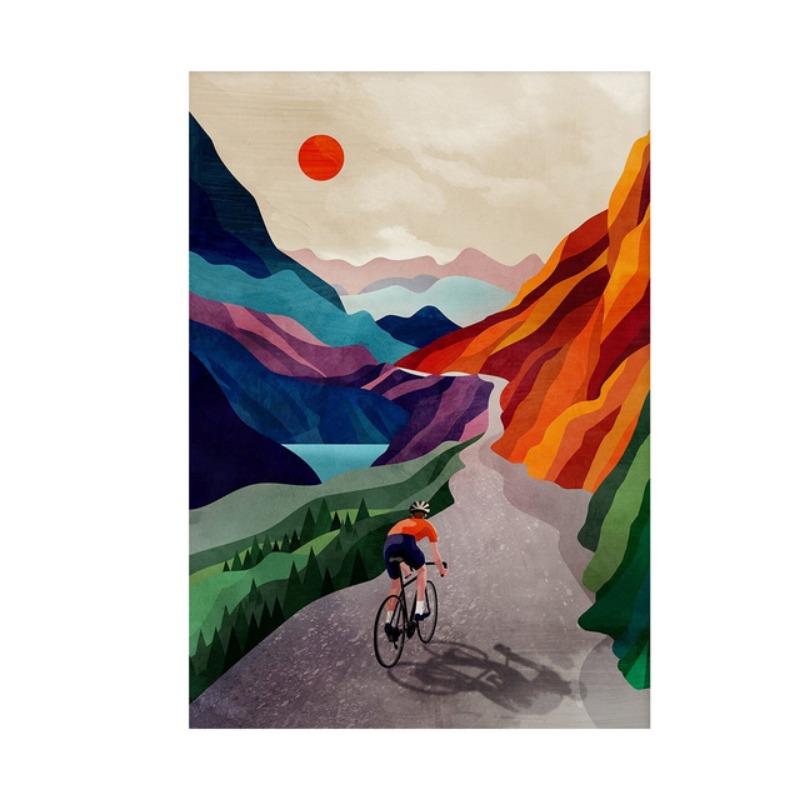 Modern Bicycle Poster Art Canvas Print Colorful Cycling High In The Mountains Wall Picture Home Room Decor Painting Gift Cuadros