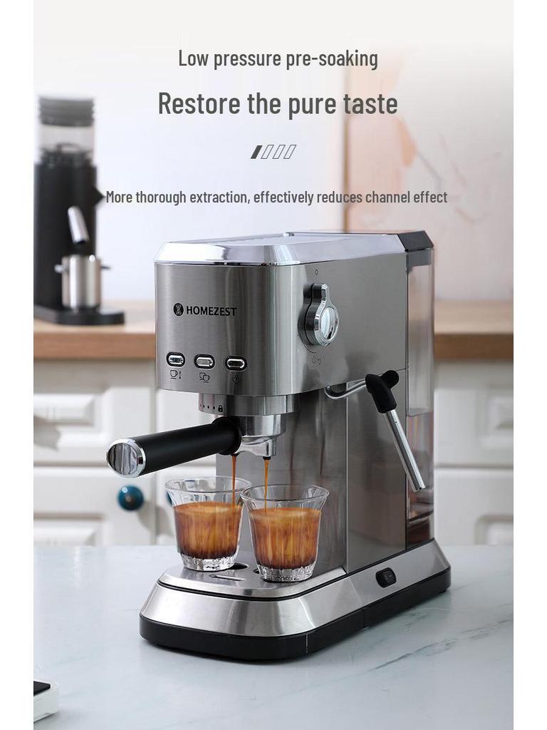 Cross Semi-Automatic Italian Espresso Machine with 19-Bar Pressure and Milk Frother for Home or Office Use