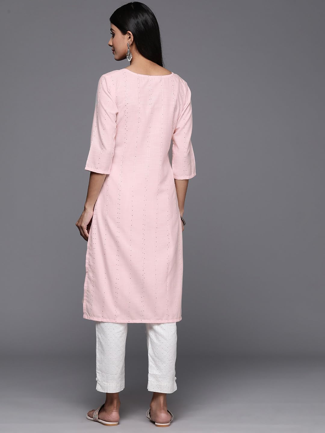 Libas Women s Cotton Woven Design Straight Kurta (26669_Peach S