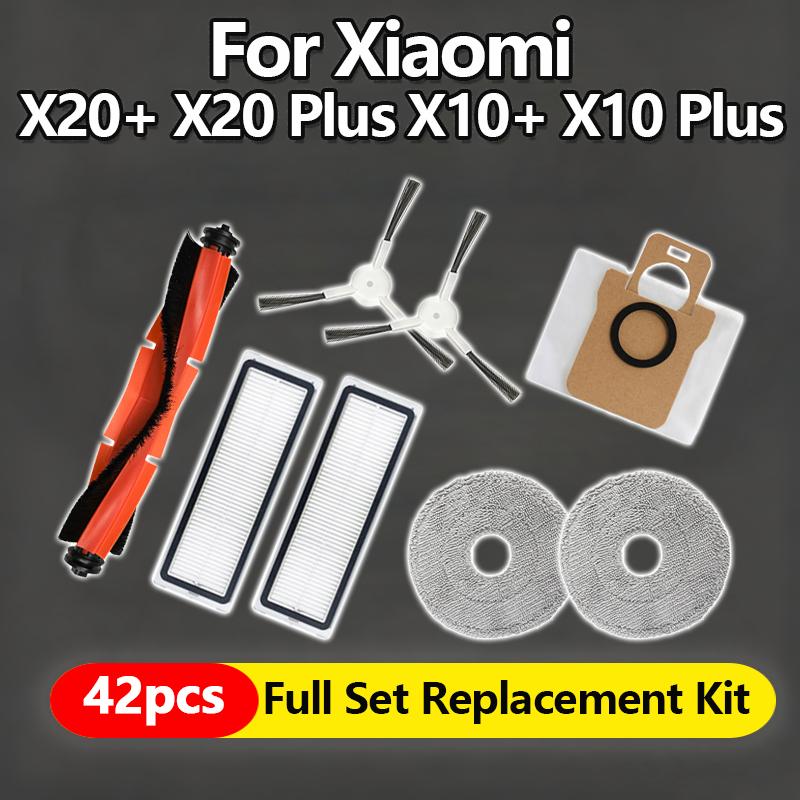 For Xiaomi Robot Vacuum X10+ X20+ Cleaner Accessories Roller Main Side Brush Hepa Filter Dust Bag Mop