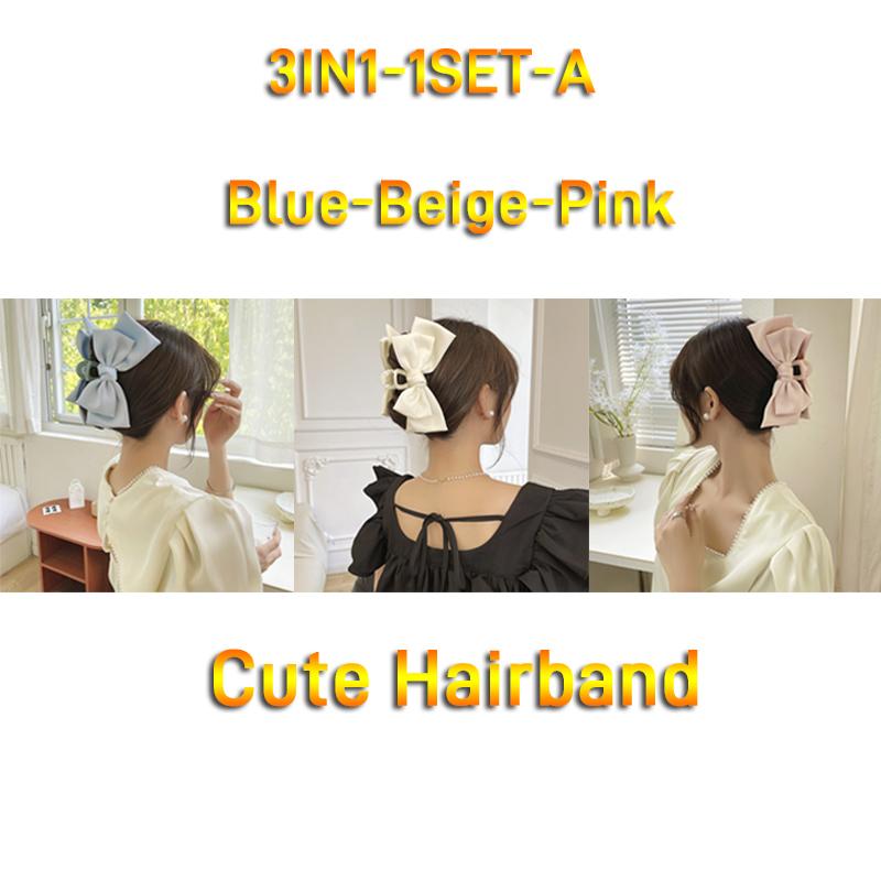 Elegant Women Bow Hair Claw Clips Double-sided Large Satin Shark Hair Claw Solid Bowknot Hairpins Barrettes Hair Accessories