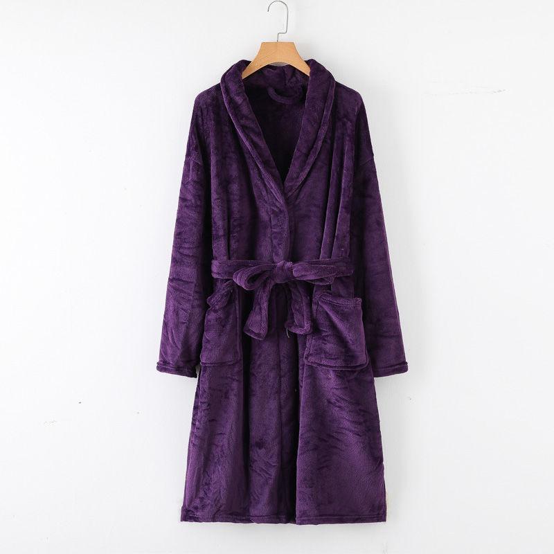 Women's Thickened Flannel Bathrobe - Light Luxury Autumn/Winter Pajamas