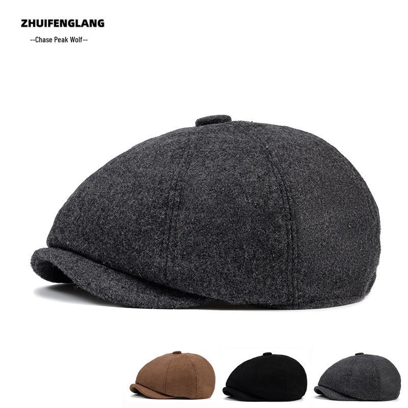 Men's British Retro Wool Octagonal Cap - Autumn/Winter Warm European Duckbill/Beret Style