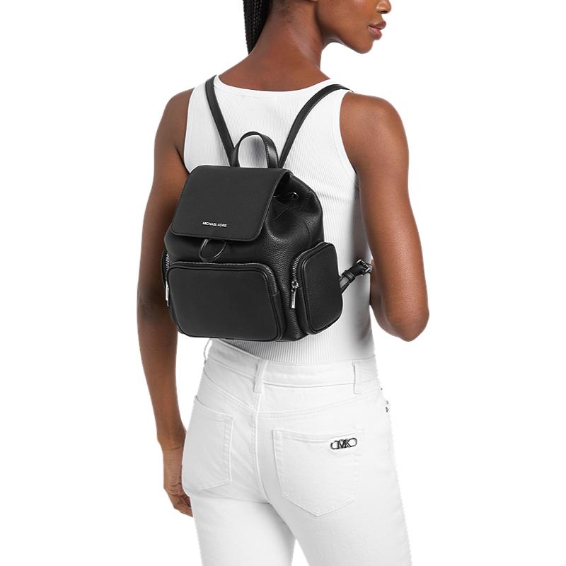 Michael Kors Merritt Zugband Klappe Leder Rucksack Klein Damen Rucksäcke Schwarz 35S6S0WB5L-001