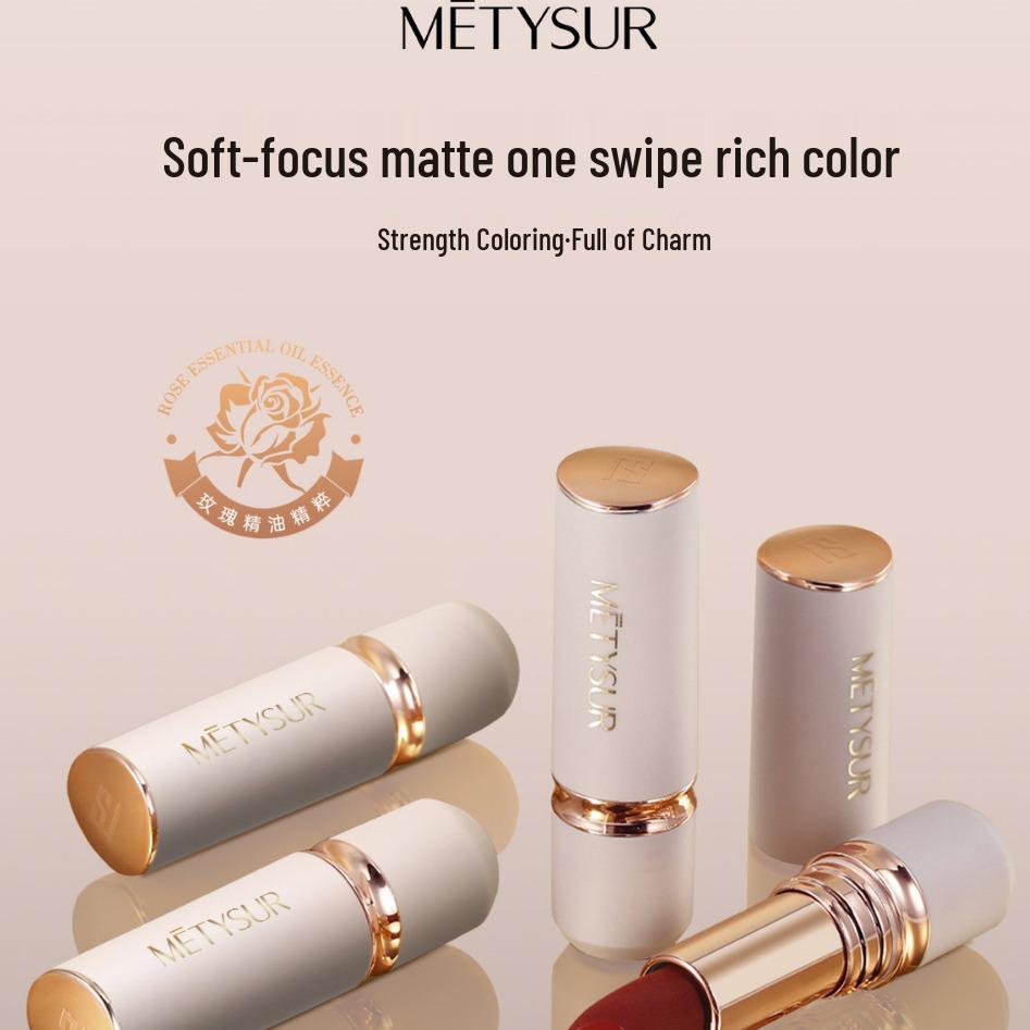 METYSUR White Truffle Rose Essential Oil Long-Lasting Moisturizing Lipstick MT6061