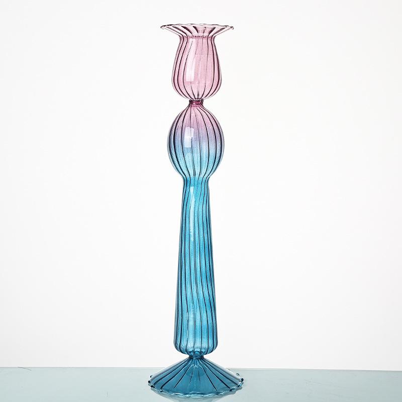 European Nordic Candle Holder Table Glass Family Party Candle Light Dinner Ornament Decoration Glass Candle Holder (as the picture,Medium)