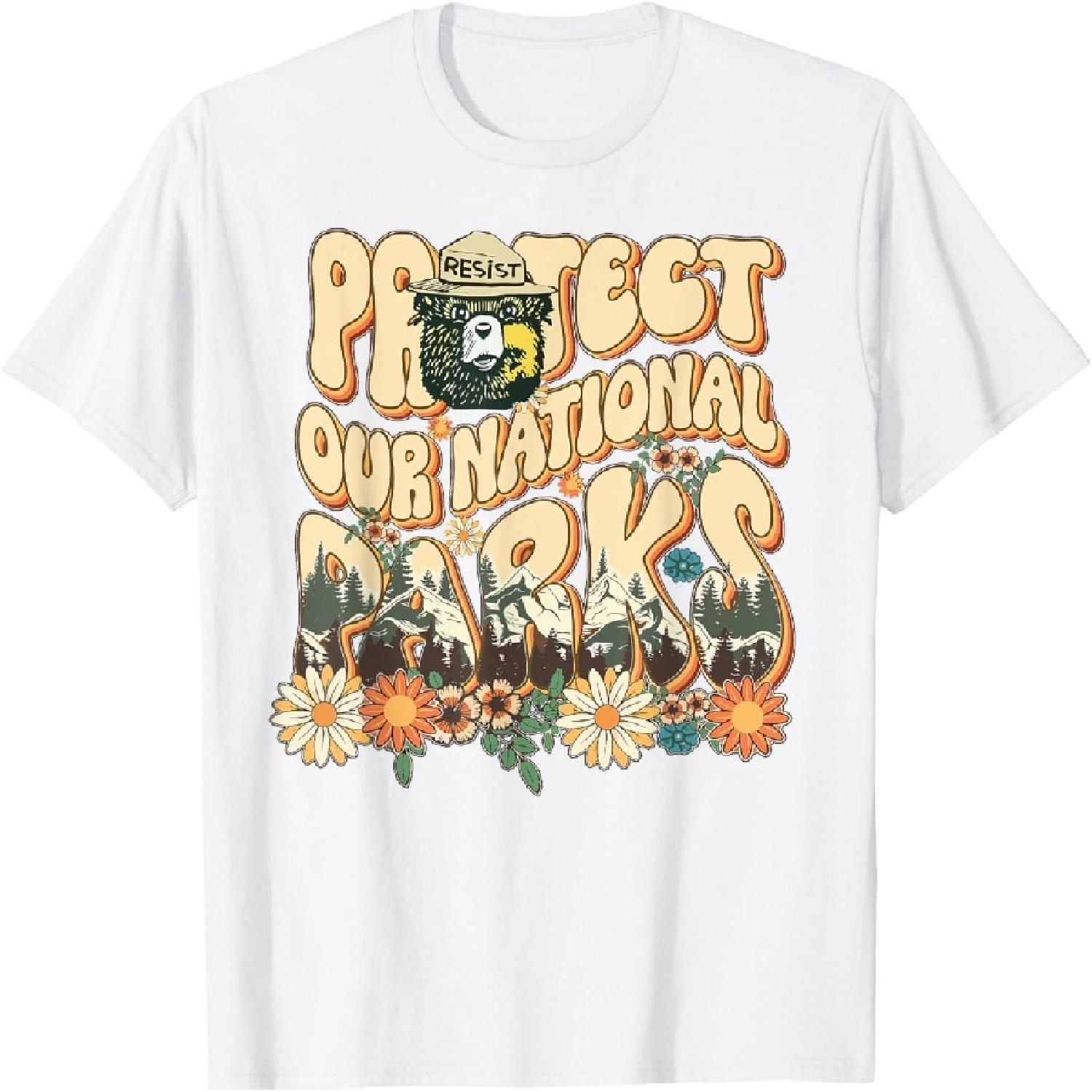 

Floral Protect Our National Parks Retro Nature Conservation T-Shirt XXXXXL білий