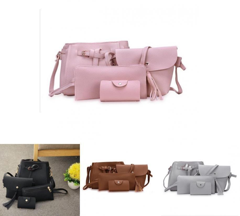 Fashionable 4pcs Messenger Purse And Card Wallet Set In Classic Appeal