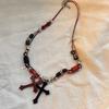 Subculture Rock Beaded Necklace Niche Retro Black Red Crossed Pendant Bead Acrylic Necklace Summer Bead Necklace Jewelry