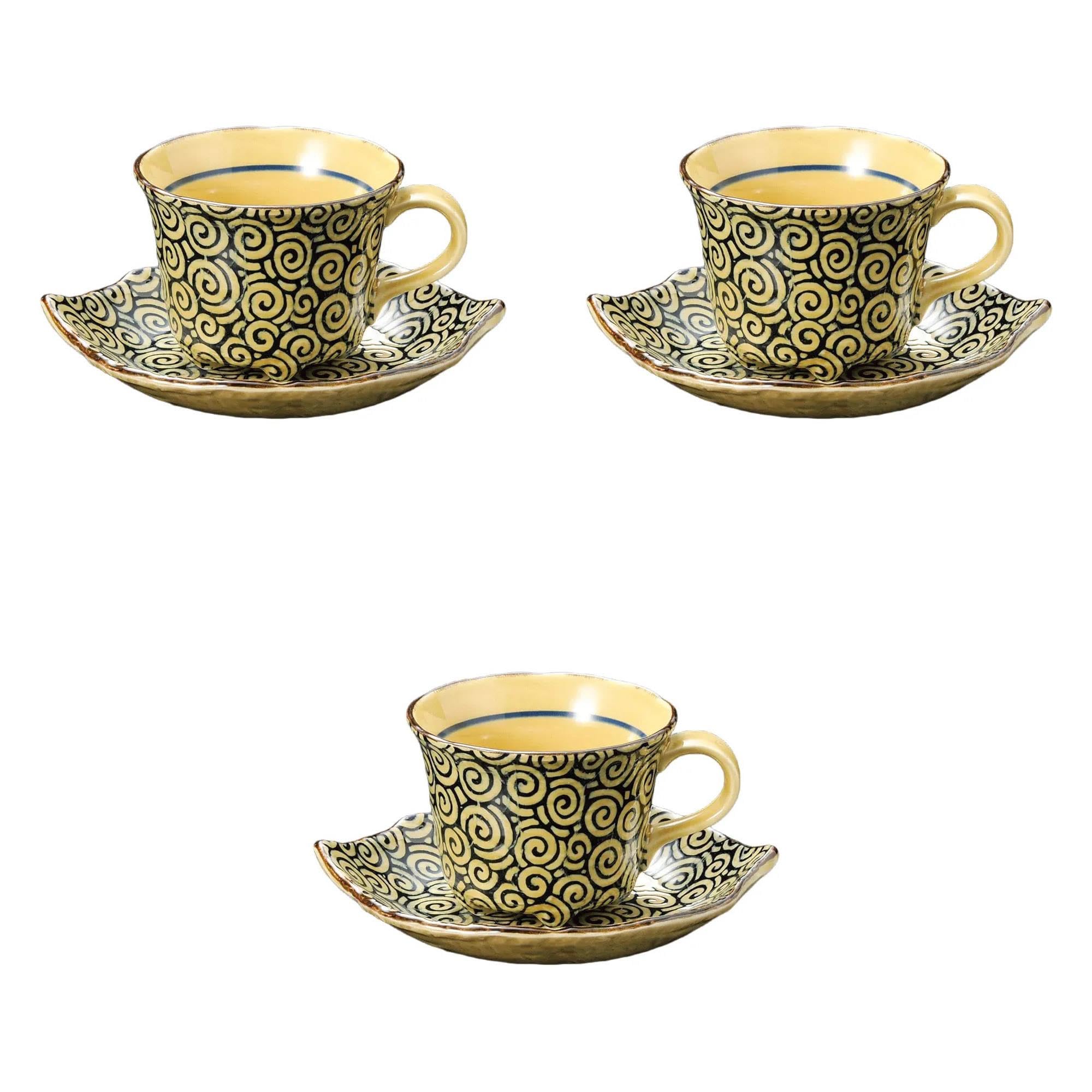 

Set of 3 Spiral Arabesque Coffee Cups and Saucers x 9 x Cups and Saucers Setomonohonpo [12 6.7 cm, 210cc]