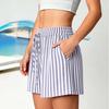 Summer Fashion Women's New Striped Printed Lace-up Casual Shorts