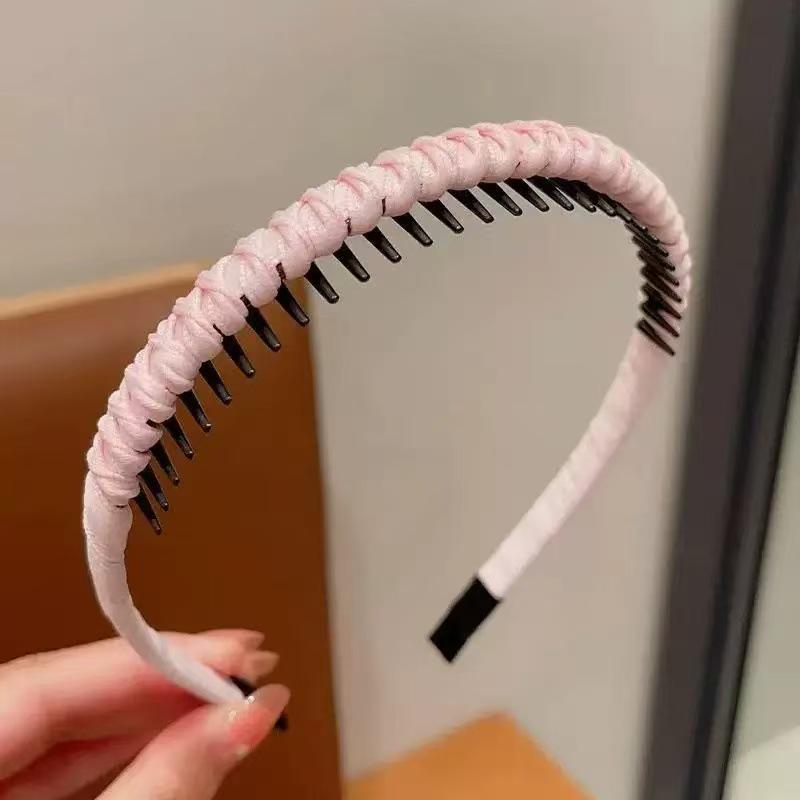 Rutschfestes dünnes geflochtenes Stirnband mit Zähnen für Damen - Ideal zum Waschen des Gesichts und Styling