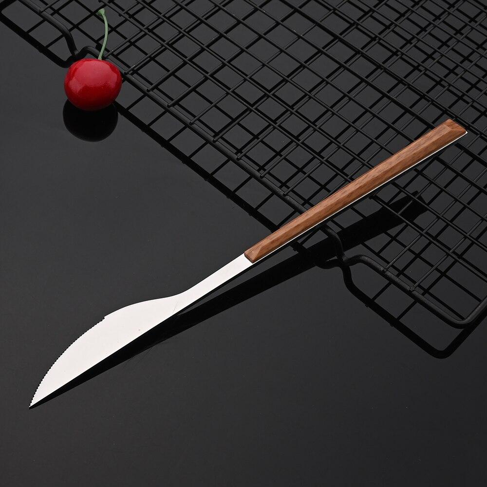 Westliches Geschirr-Set mit Holzgriff, Edelstahl, 10/20/30/40 Stück, Steaktisch, Messer, Gabel, Löffel, Dessertgabel, Besteck, Besteck