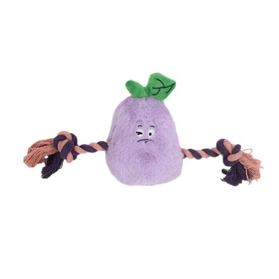 Dog Chew Toy Stuffed Vegetable Toy, Interactive Squeaky Plush Carrot Eggplant Pet Anxiety Relief Green Pepper with Rope Arm for Tug-of-war,