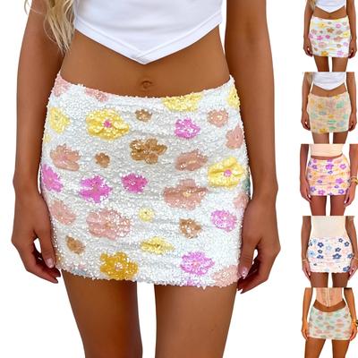 Paillettenrock Glitzerrock Damen Elastischer Bund Glitzerrock Mit Damen Paillettenrock Glitzerrock Elastischer Bund Rock A-Linie Hüftrock