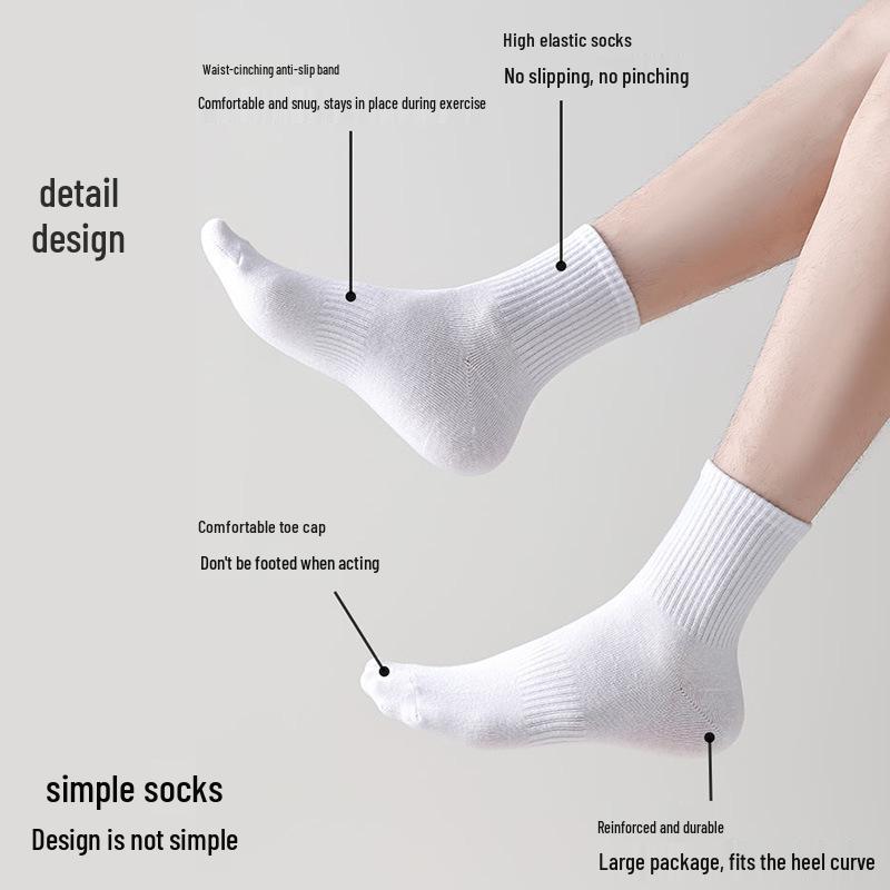Zhuji Men's Summer Thin Mid-Calf Pure Cotton Sports Socks - Sweat-Absorbent, Odor-Resistant, Antibacterial, Ankle Length