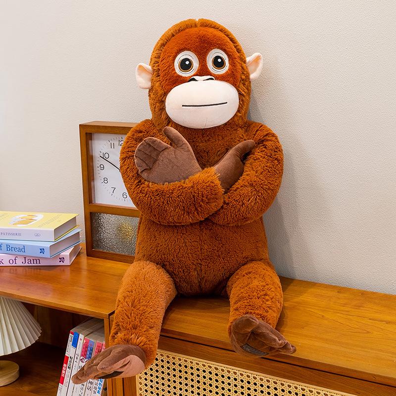 Cartoon Red-Haired Gorilla Plush Toy Long-Arm Monkey Doll Black Chimpanzee Figurine Room Decoration Sleeping Pillow Gift