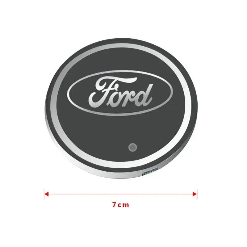 New 2026 Car Sticker For Ford 7 Colors LED Car Cup Holder Lights Luminous Coaster Water Cup Pad For Ford Escape Kuga Mondeo Ecos