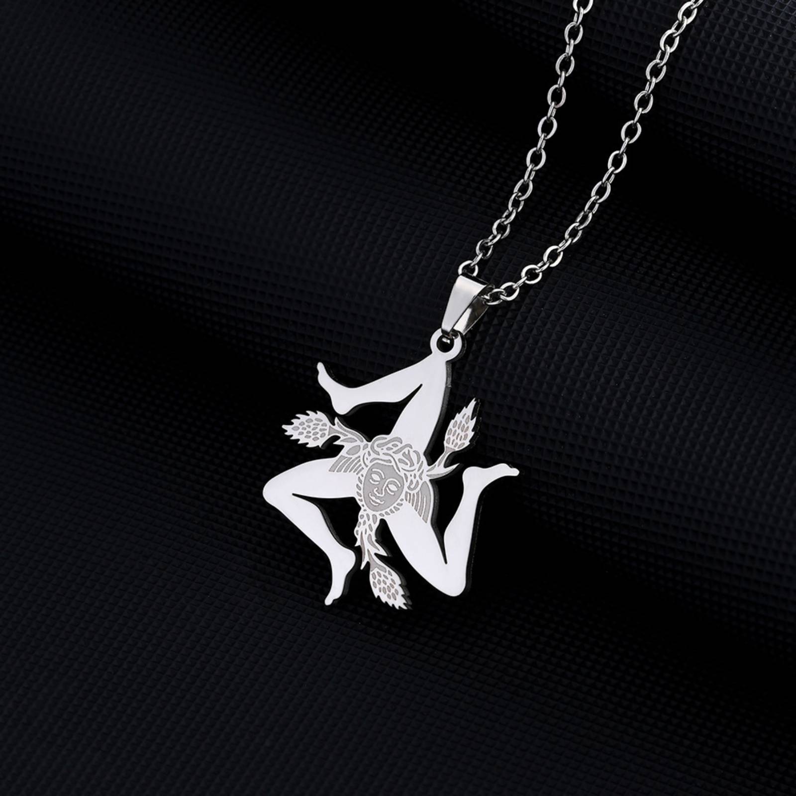 Italy Sicilian Flag Pendant Necklace Stainless Steel Jewelry Women Men Gifts Ethnic Patriotic Accessories