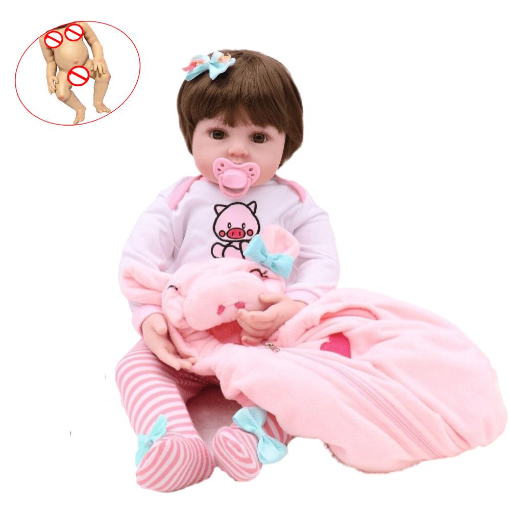 

BZDOLL 48cm 19 Inch Full Soft Vinyl Reborn Baby Doll Toy for Girl Like Real Cute Dress Up Bathe Child Birthday Gift vinyl body doll