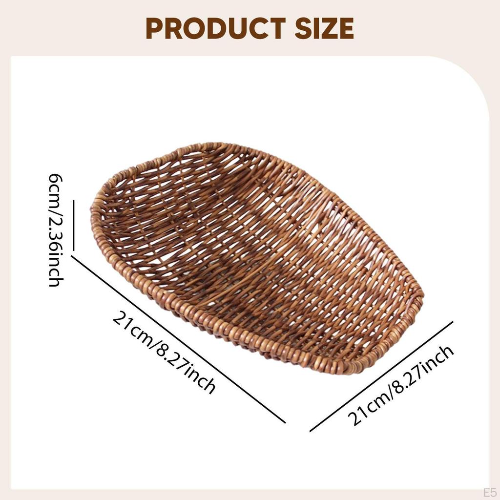 Imitation Rattan Basket Food Serving Holder Organizer Home Decor Woven Bread Vanity Tray for