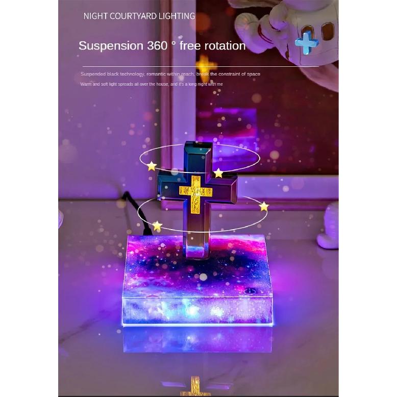 Magnetic Levitation Cross Bible Night Light for Room Home Decoration Desk Accessories Decor Novelty Gift