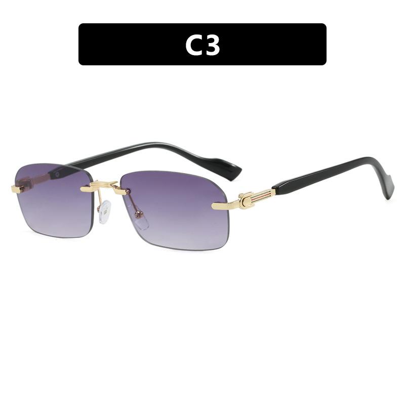 Rimless Metal Sunglasses Women Men Vintage Punk Luxury Designer Irregular Square Hip Hop UV400 Sun Glasses