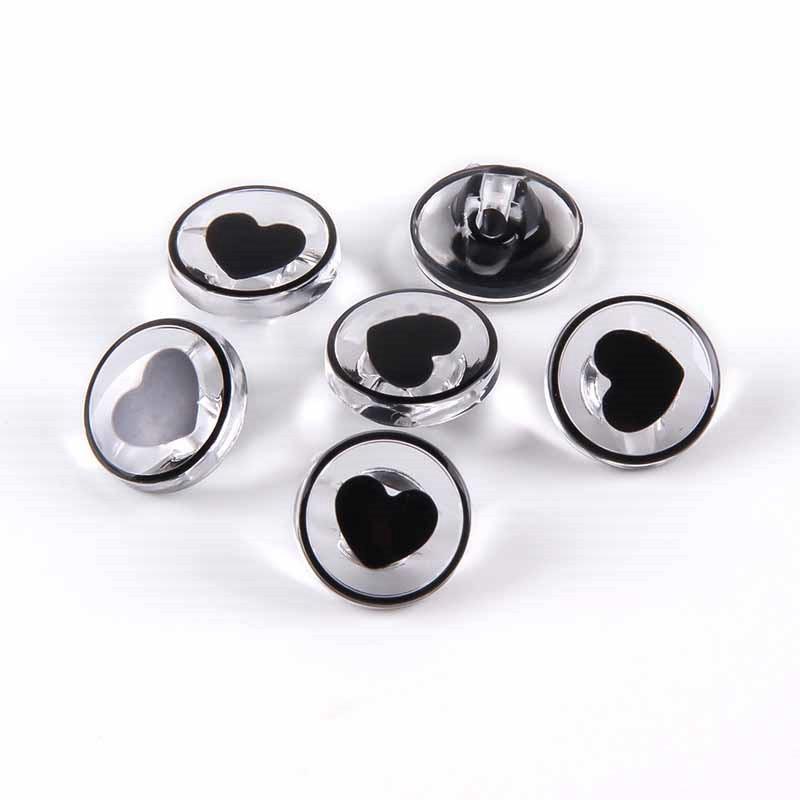 

Свитер с пуговицами, персиковое сердце, украшение для рубашки, акриловый кардиган, детская одежда на пуговицах, изысканная красивая блузка на пуговицах 11mm чёрный