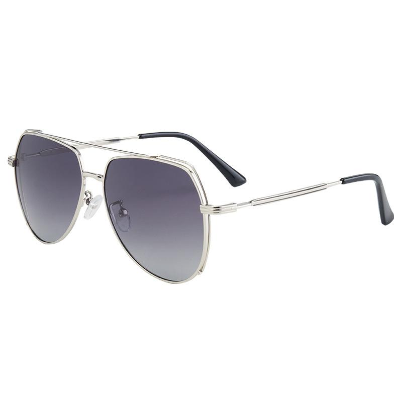 Retro sunglasses stainless steel new pilot men's driving double beam sunscreen UV protection sunshade polarized sunglasses