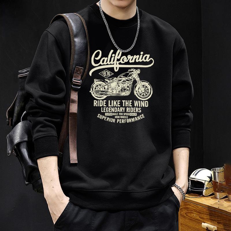 

Men s Heavyweight Round Neck Pullover Hoodie - American & Hong Kong Style, Long Sleeve, Loose Fit, Spring & Autumn Fashion. L (135-160 lbs)
