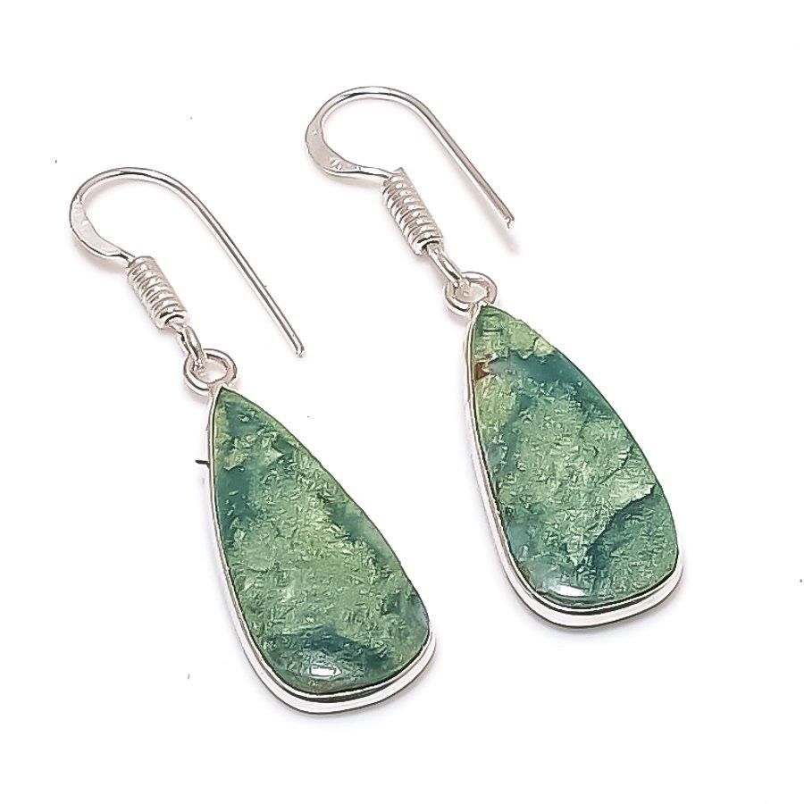 Natural Chrysoprase Gemstone 925 Sterling Silver Jewelry Earring 1.65  AE-12166