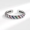 Geometric Silver Ring For Women With Adjustable Open Design And Vintage Style