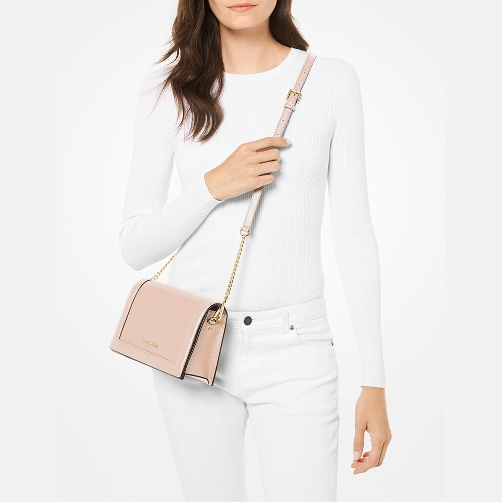 Michael Kors MK Jet Set Letter Logo Flap Solid Color Chain Leather Shoulder Crossbody Bag Large Women Bags Soft-Pink 32F9GJ6C9L187