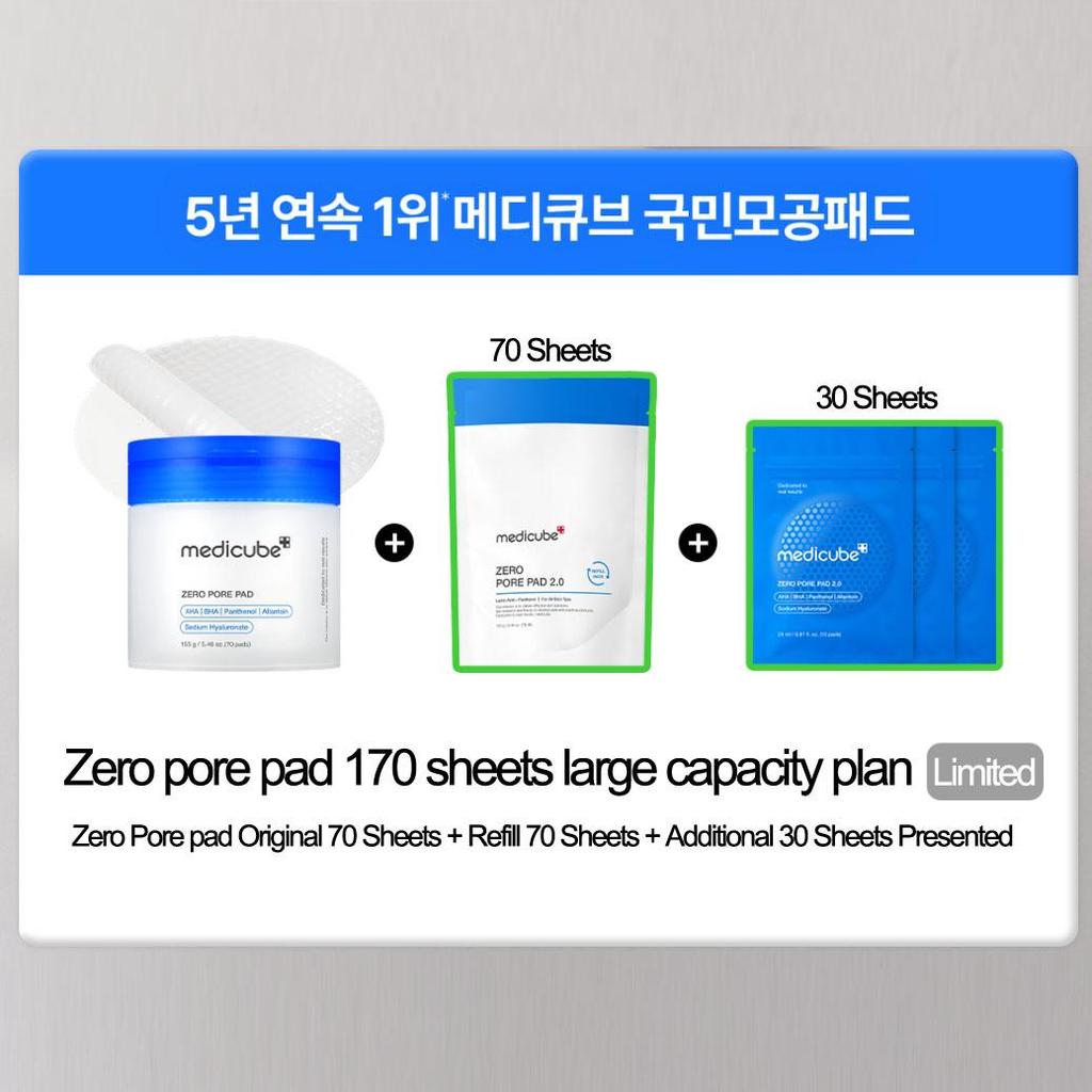 Medicube Zero Pore Pad 2.0 – 170 Pads Mega Set (70 Pads + 70 Refill + 30 Mini Pads)