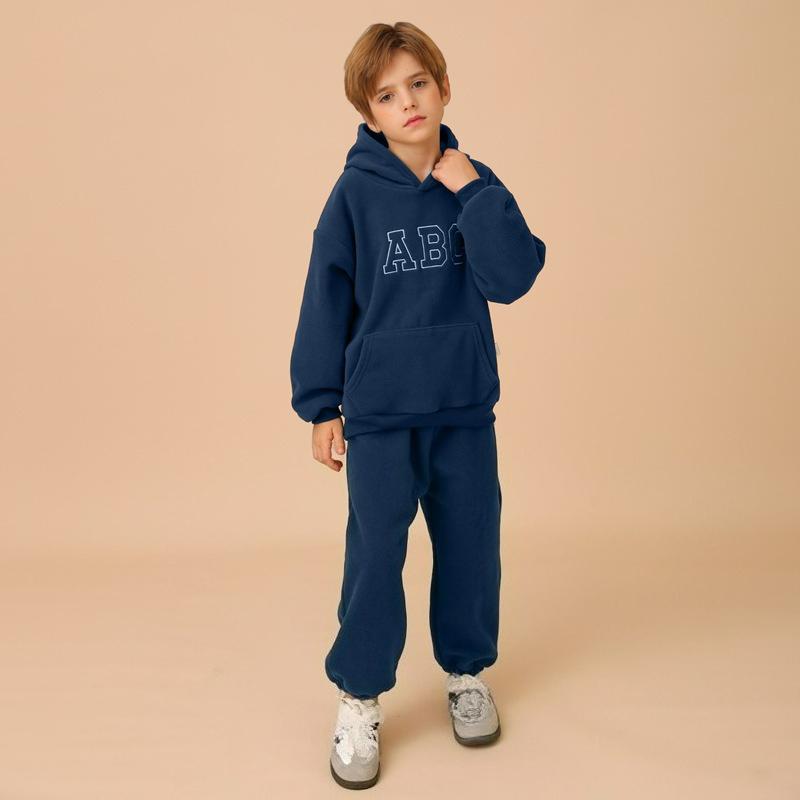 

Детская уличная утепленная спортивная одежда Флисовый худи ABC Детская одежда для мальчиков и девочек Осенне-зимний брючный костюм 150