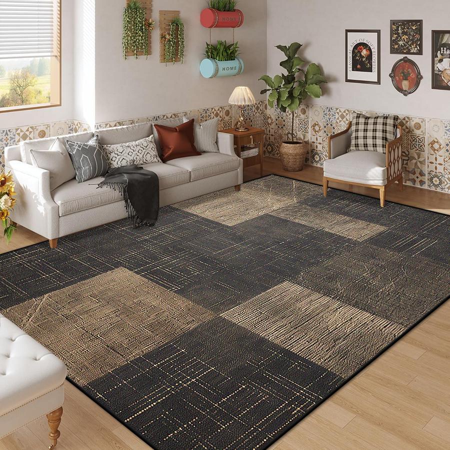 Abstract Geometric Carpets for Living Room Plush Decoration Home Retro Nordic Non-slip Floor Mat Washable Bedroom Cloakroom Rugs