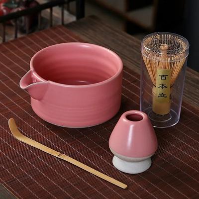 4Pcs Bamboo Matcha Whisk and Holder Bowl for Beginner