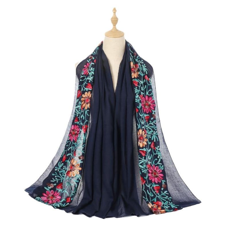 Womens Ethnic Style Embroidered Summer Sun Protection Shawl Scarf