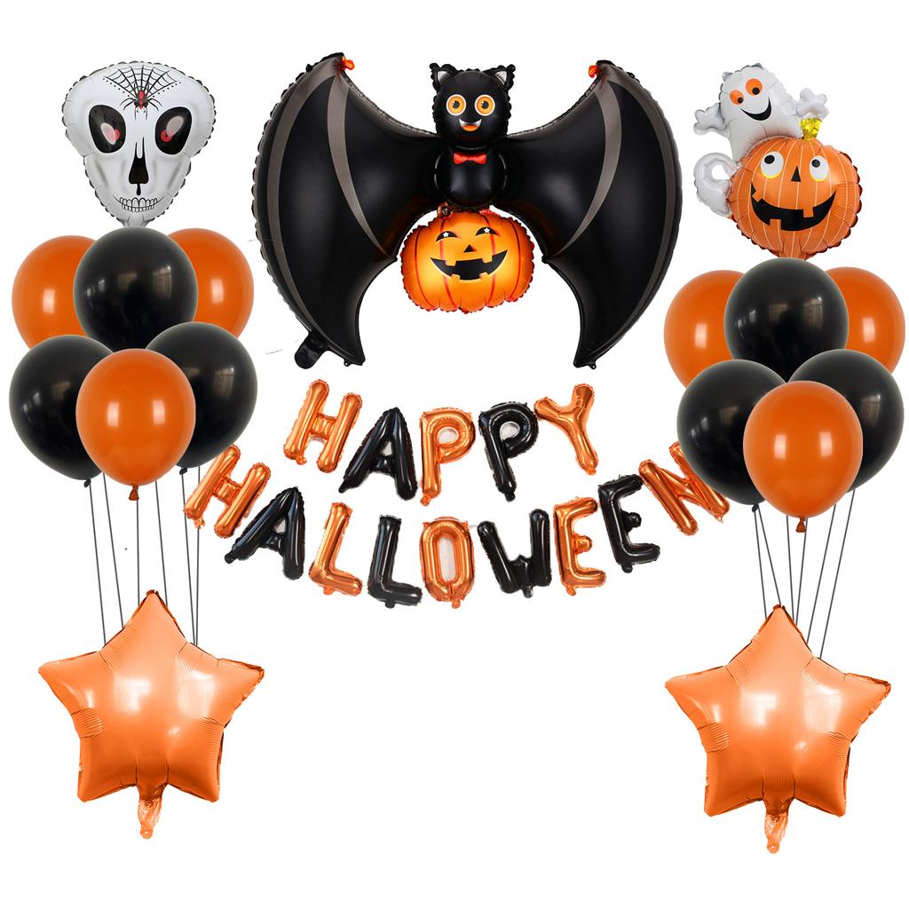 Halloween Modellier-Aluminiumfolien-Ballon-Set, Fledermaus Spinne Kürbis Geist Party Dekorationsarrangement