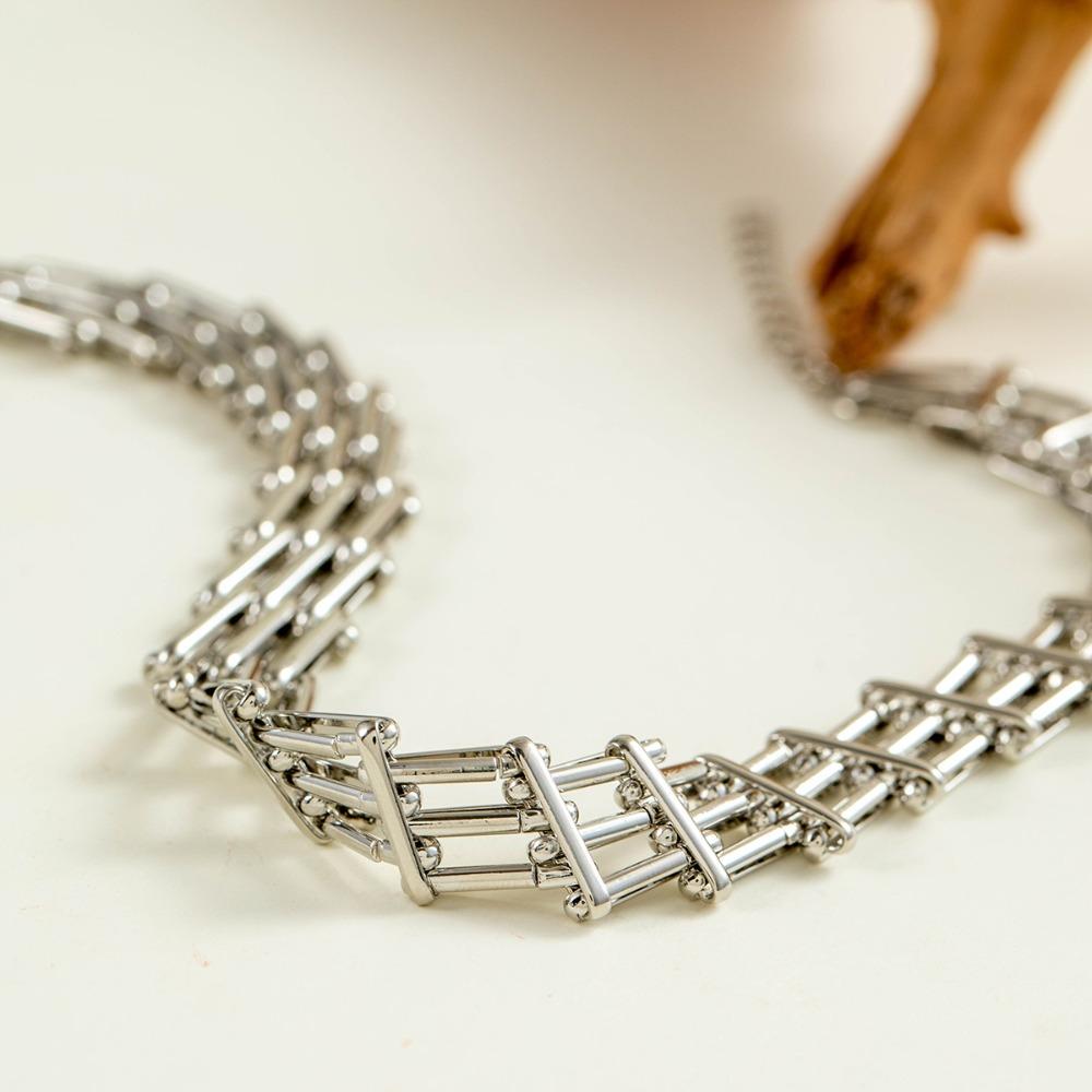 Mesh Design Exaggerated Cuban Chunky Chain Zinc Zinc Alloy Steampunk Choker Cool Hip Hop Necklace  Girls